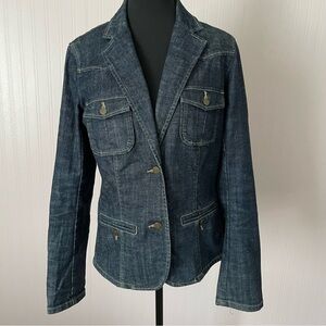 Eddie Bauer denim jean jacket blazer small women’s‎ preppy casual outdoor office